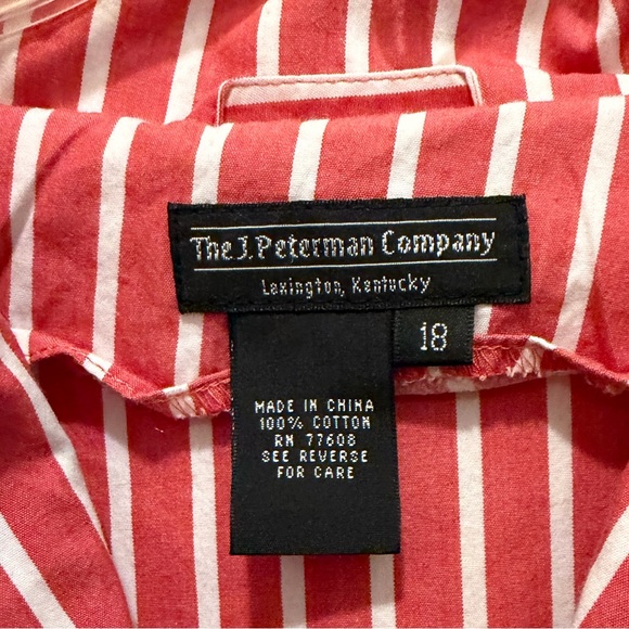 J Peterman Company Striped Pink Dress with Pockets - Picture 3 of 6